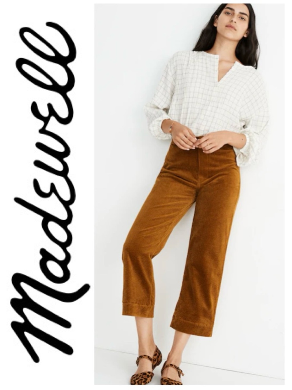 MADEWELL Slim Emmett Wide-Leg Crop Pant Corduroy Academia Old Money Preppy Wm 23